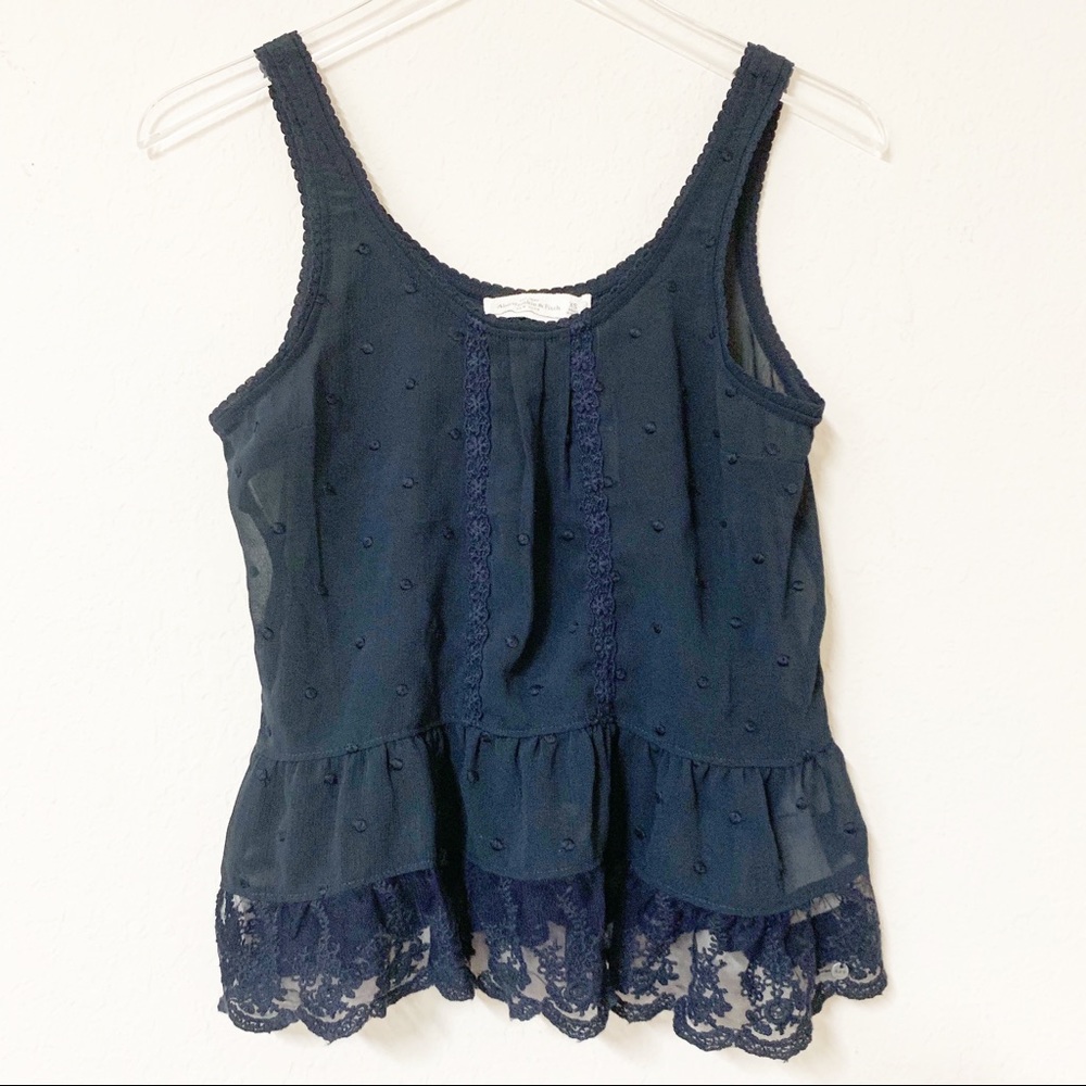 NWT Abercrombie & Fitch Navy Blue Lace Tank Top